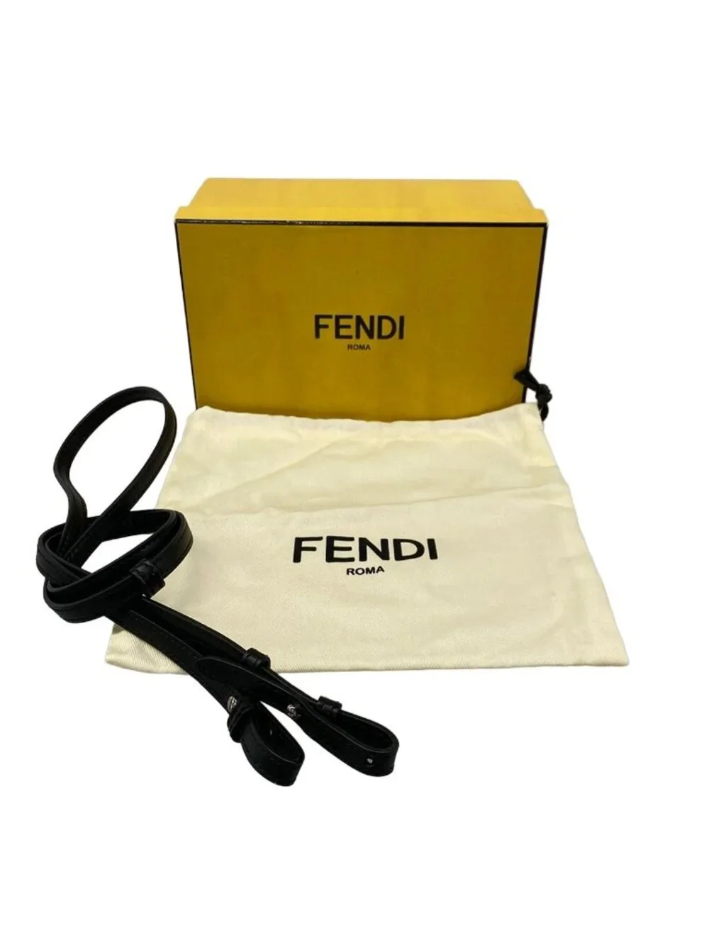 Fendi Baguette Phone Pouch Black White Mini Bag Leather